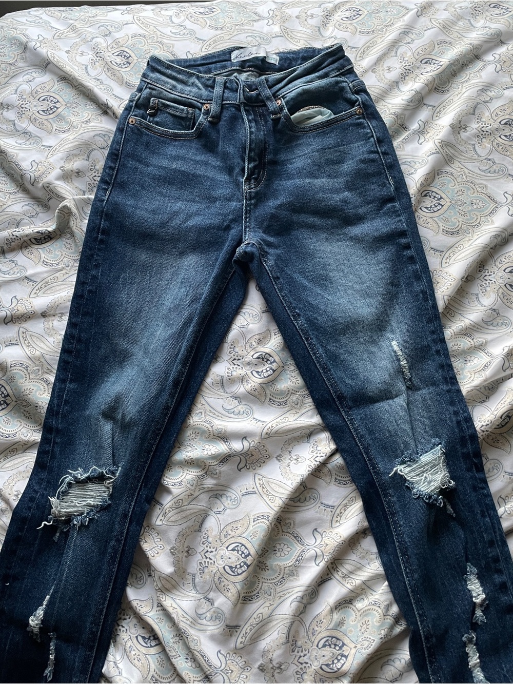 Dark Blue Distressed Women's Jeans
